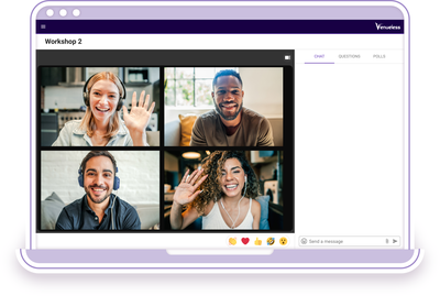 Venueless workshop with a multiple attendees and question feature.